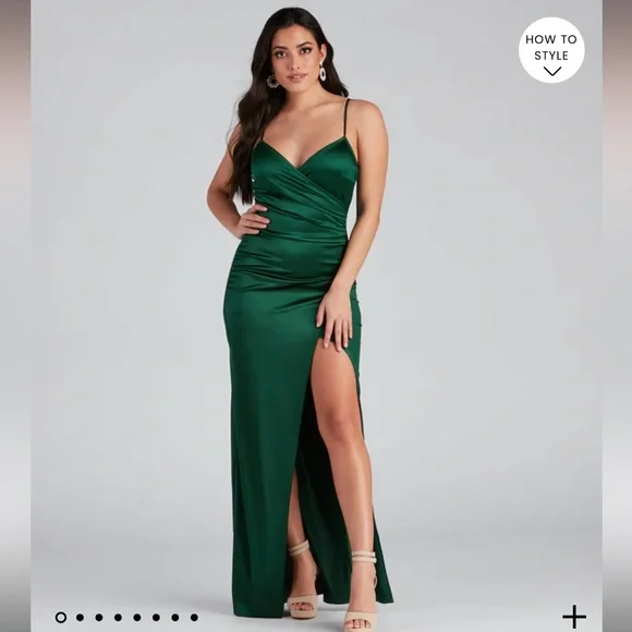 windsor green silk dress Marissa Formal Satin Cowl Neck Dress main image 0